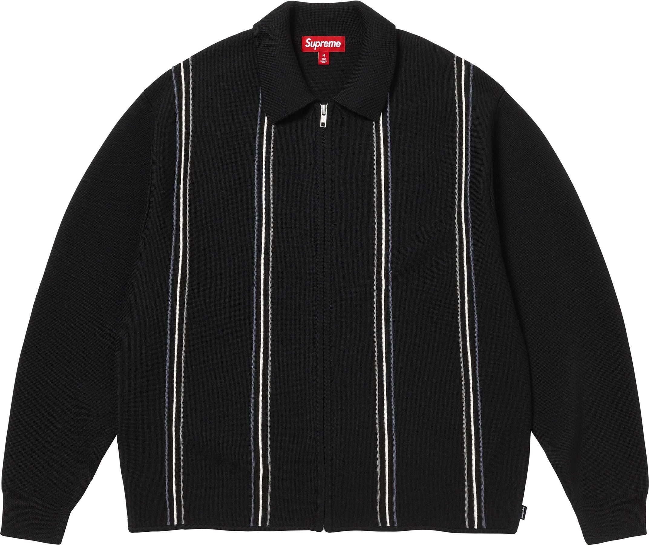 Stripe Zip Up Polo Sweater view 5